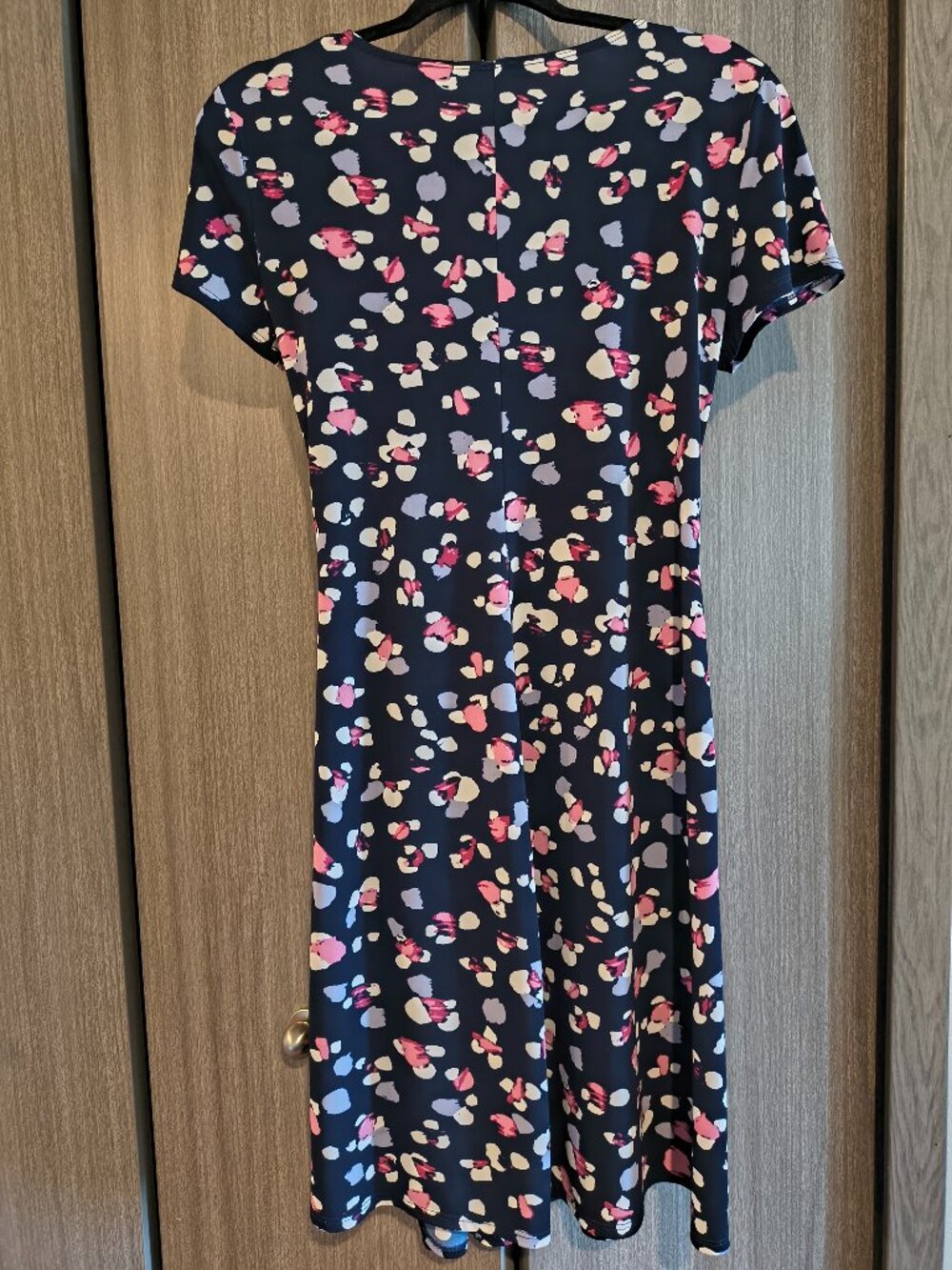 Keren Hart Navy Blue Purple Pink White Polka Dot Short Sleeved Dress Medium - Picture 2 of 7
